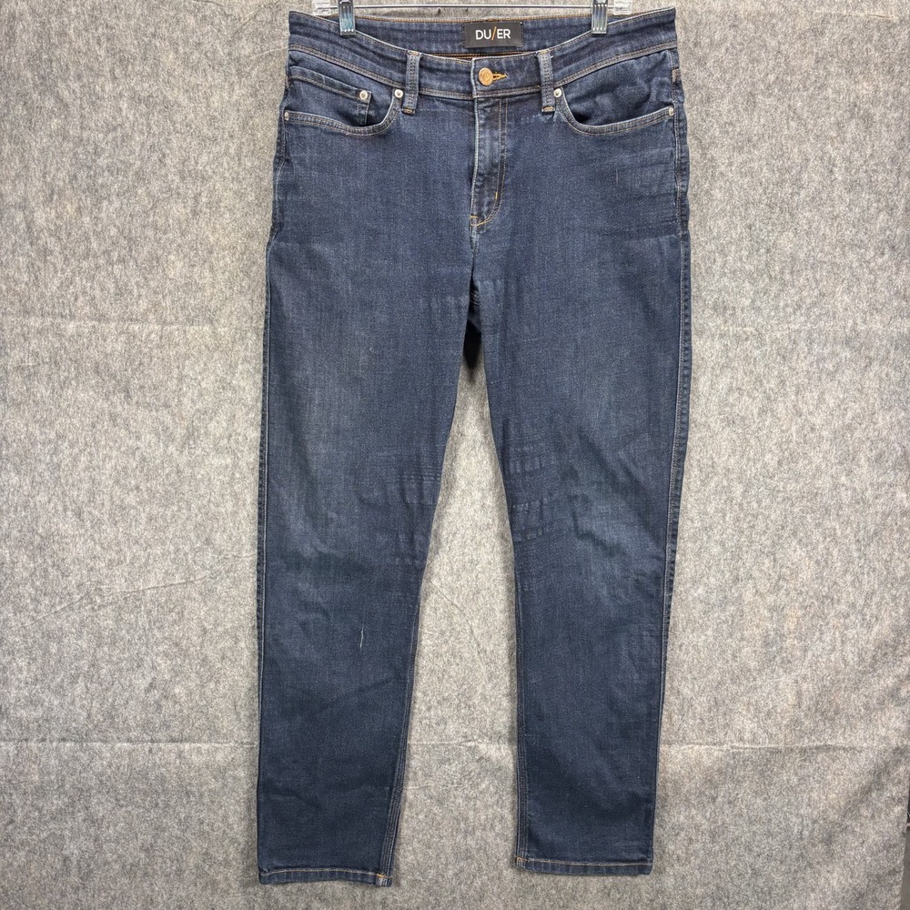 DU/ER L2X Relaxed Taper Jeans Men's 34 x 30 Blue Stretch Denim Pants